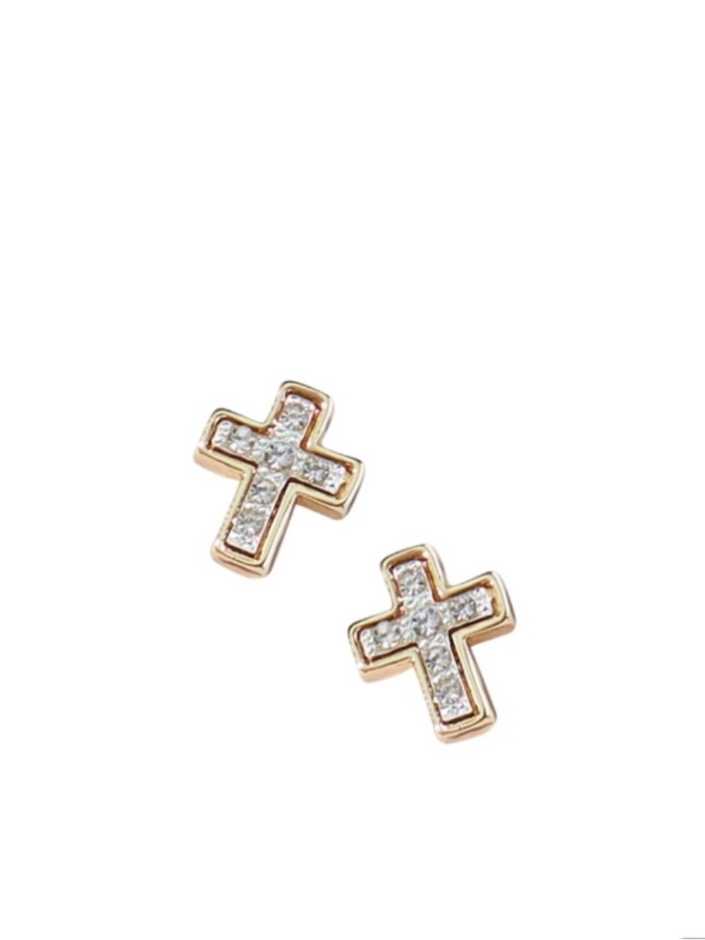 Park Lane Gold-Tone Cross Stud Earrings with Clear Stones
